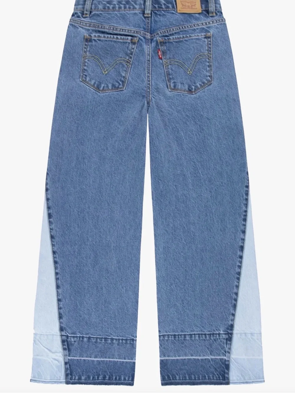 Levi's High Rise Baggy Two-Tone Blue Wide-Leg Jeans - Girls 12 - Picture 2 of 8